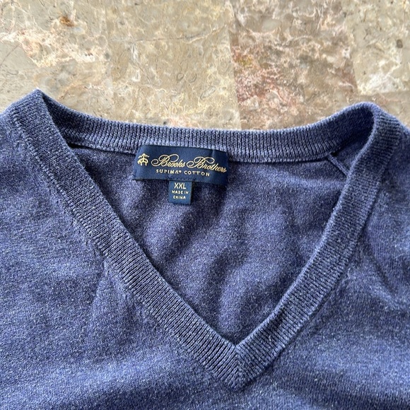 Brooks Brothers XXL Supima Cotton V-Neck Sweater, Men’s XXL Dark Blue - Picture 6 of 8